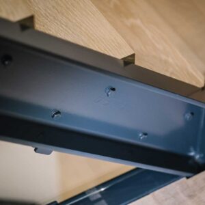Close up on the metal frame of a bespoke staircase
