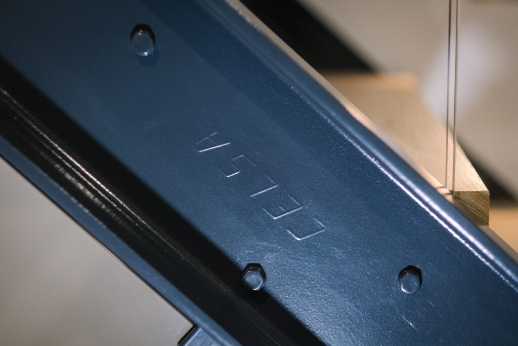 Close up of the metal frame of a staircase