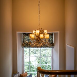 Landing seating area bespoke hand crafted with a view outside