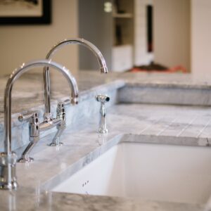 Kitchen basin and beautiful mixer taps