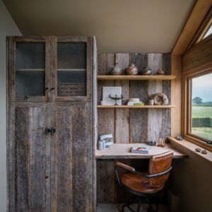 Bedroom with bespoke wardrobe and work area