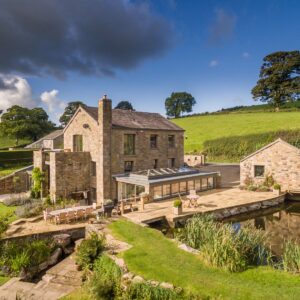 Exterior aerial shot of a grade II Mill Renovation project