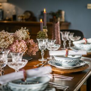 Close up of a formally set dining table