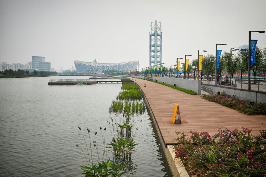A view of Beijing's national stadium to show biomimicry and architectural metabolism