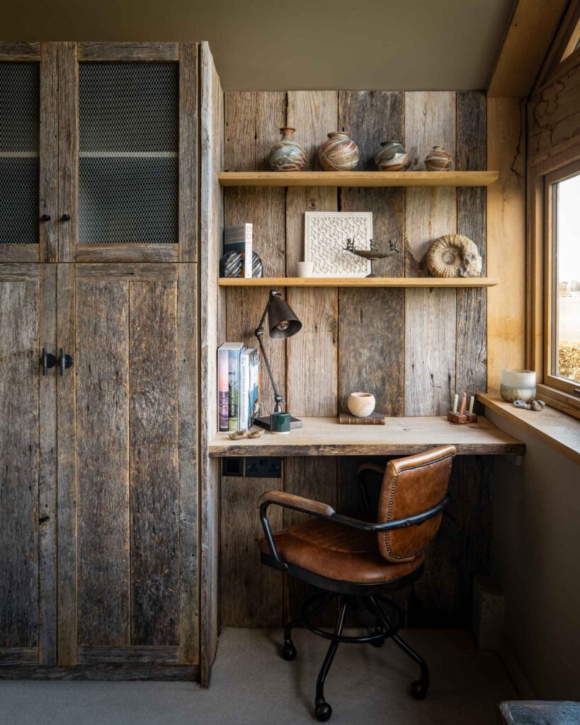 Bedroom with bespoke wardrobe and work area